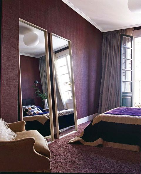 Interior design, Room, Property, Textile, Floor, Bed, Wall, Purple, Linens, Interior design, 
