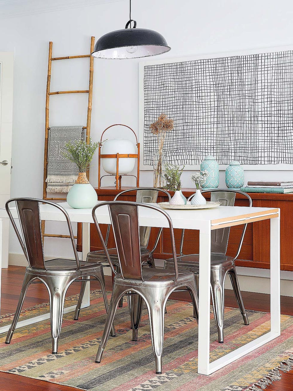 Room, Furniture, Table, Interior design, Floor, Chair, Grey, Iron, Design, Light fixture, 