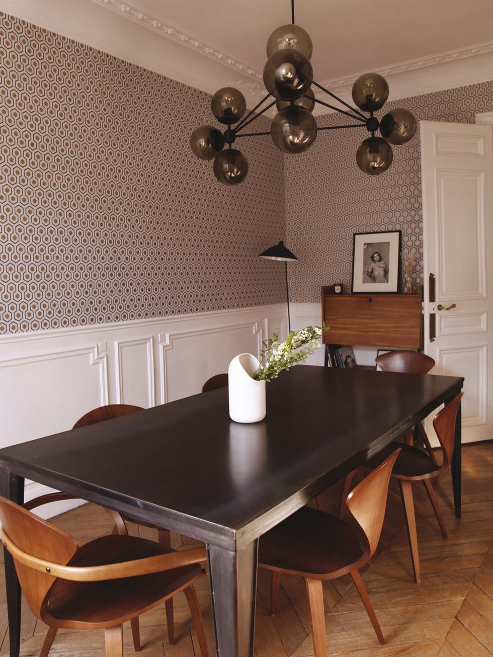 Wood, Room, Interior design, Table, Hardwood, Furniture, Floor, Dining room, Wood stain, Wall, 