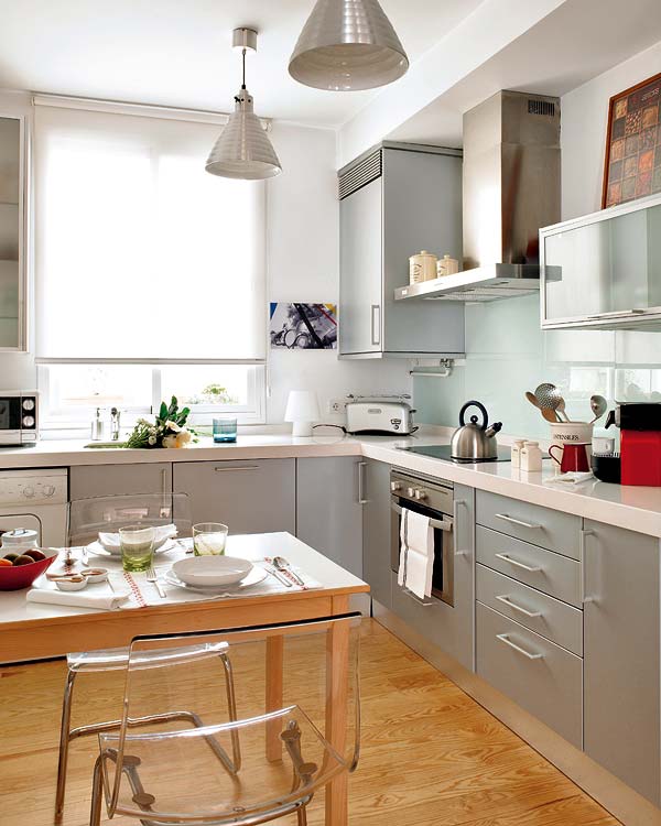 Room, Interior design, White, Kitchen, Home, Floor, Interior design, Countertop, Light fixture, Ceiling, 