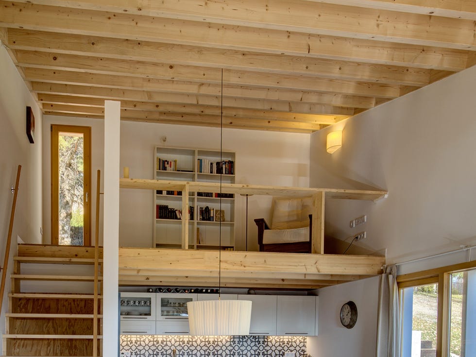 Wood, Room, Property, Interior design, Ceiling, Wall, House, Wood stain, Shelving, Real estate, 