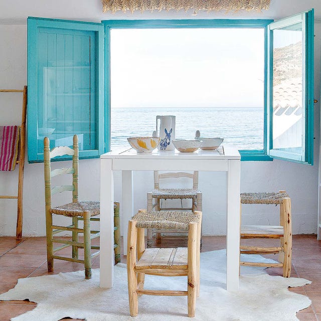 Wood, Blue, Room, Interior design, Turquoise, Teal, Furniture, Table, Aqua, Floor, 