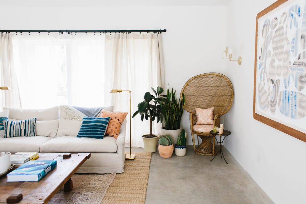 Room, Property, Furniture, Interior design, Blue, Living room, House, Curtain, Floor, Building, 
