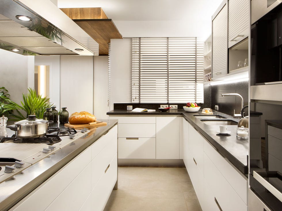 Countertop, Room, Property, Kitchen, Cabinetry, Interior design, Furniture, Building, Yellow, House, 