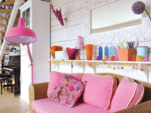 Room, Interior design, Purple, Magenta, Pink, Wall, Furniture, Violet, Lavender, Interior design, 