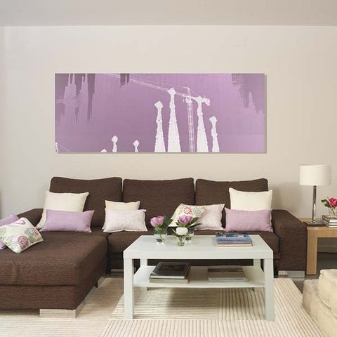 Room, Interior design, Purple, Living room, Furniture, Wall, Violet, Table, Home, Lavender, 