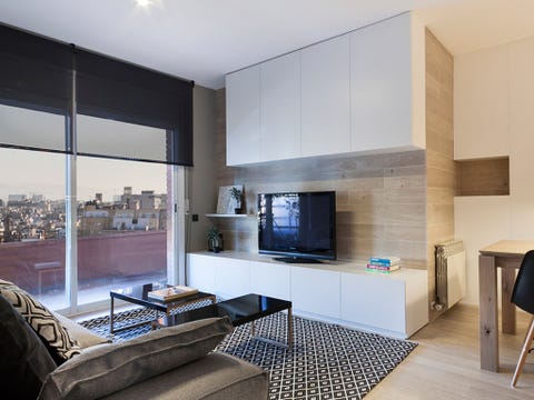 Room, Interior design, Floor, Property, Wall, Home, Flooring, Furniture, Display device, Living room, 