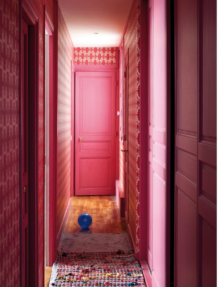 Floor, Flooring, Red, Interior design, Home door, Magenta, Door, Purple, Carpet, Fixture, 