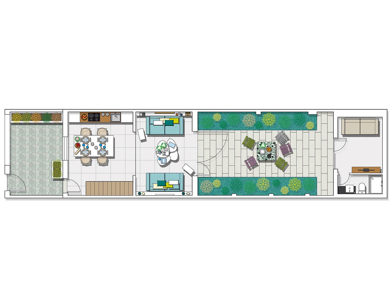 una casa fresca con patio