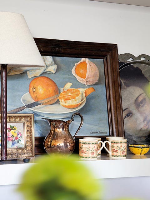 Shelf, Still life photography, Yellow, Still life, Orange, Room, Furniture, Table, Shelving, Serveware, 