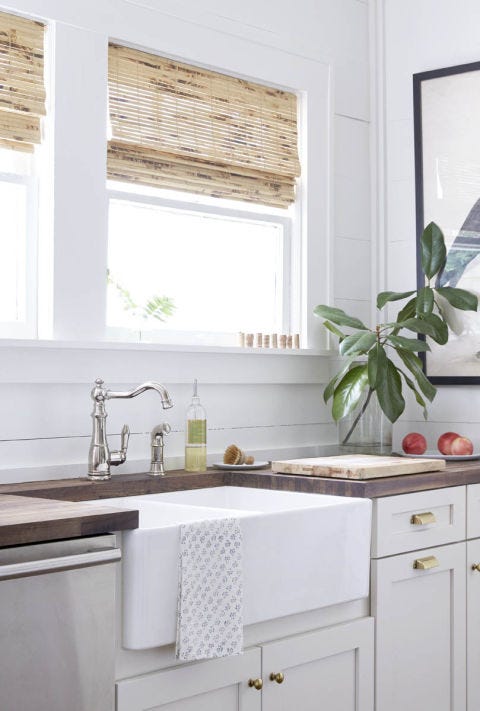 White, Room, Property, Interior design, Bathroom, Furniture, Tile, Home, Kitchen, Countertop, 