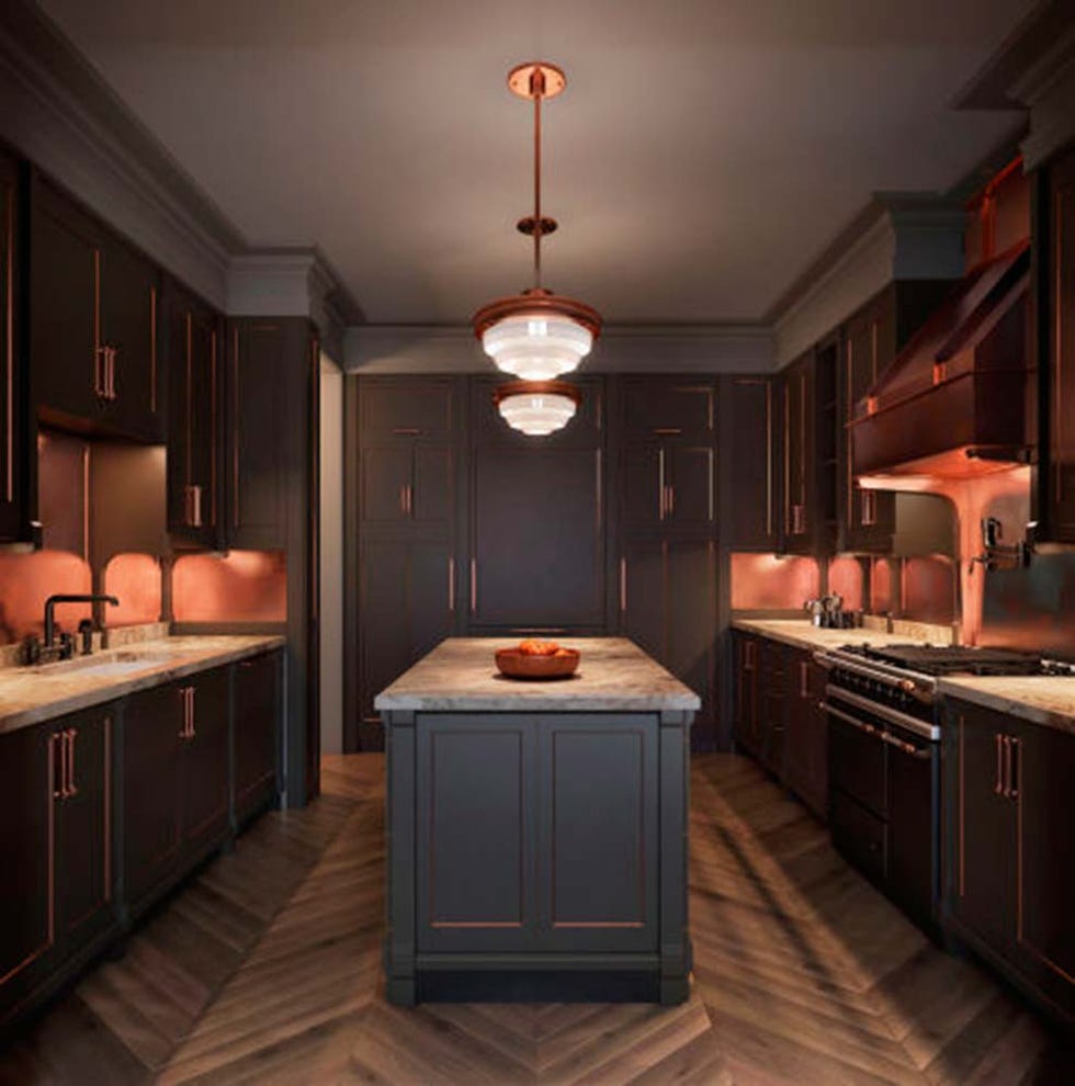 Wood, Lighting, Room, Interior design, Floor, Property, Drawer, Red, Flooring, Light fixture, 