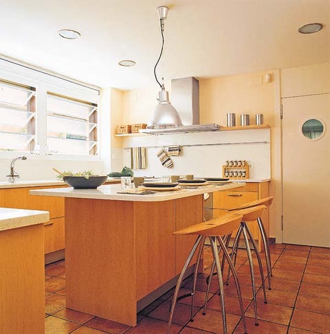 Wood, Room, Floor, Interior design, Flooring, Light fixture, Kitchen, Countertop, Cupboard, Interior design, 
