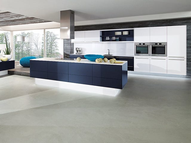 Módulo central de cocina azul