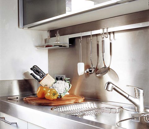 Room, Countertop, Kitchen, Kitchen appliance, Kitchen stove, Grey, Cookware and bakeware, Kitchen utensil, Kitchen appliance accessory, Tap, 