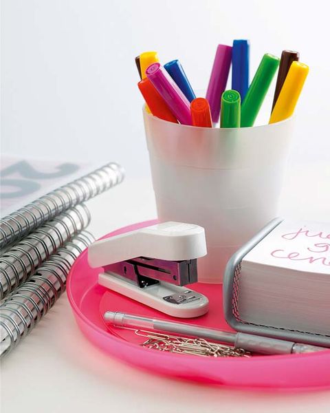 Writing implement, Stationery, Pink, Colorfulness, Office supplies, Magenta, Lipstick, Office instrument, Cosmetics, Paper product, 