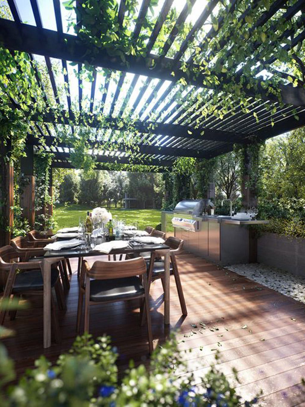 cocina exterior en el jardín