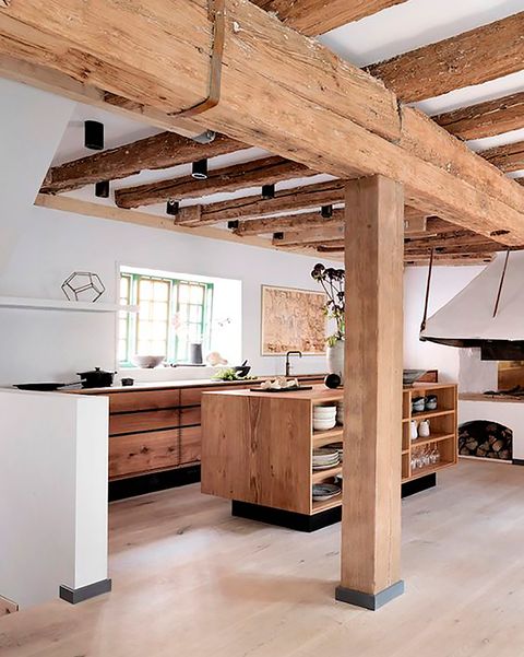 Cocinas de madera de estilo modernas funcionales