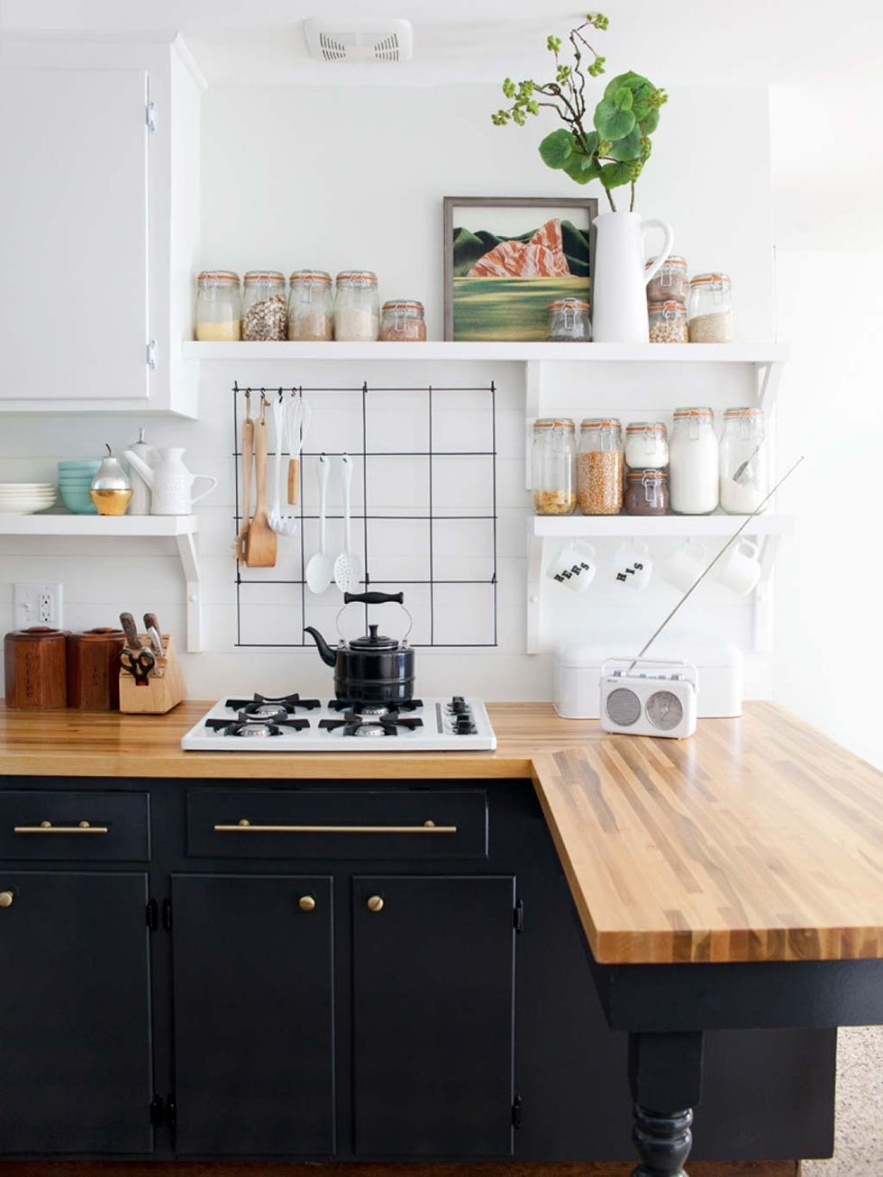 Countertop, Furniture, Kitchen, Cabinetry, Room, Property, Interior design, Table, Shelf, Drawer, 
