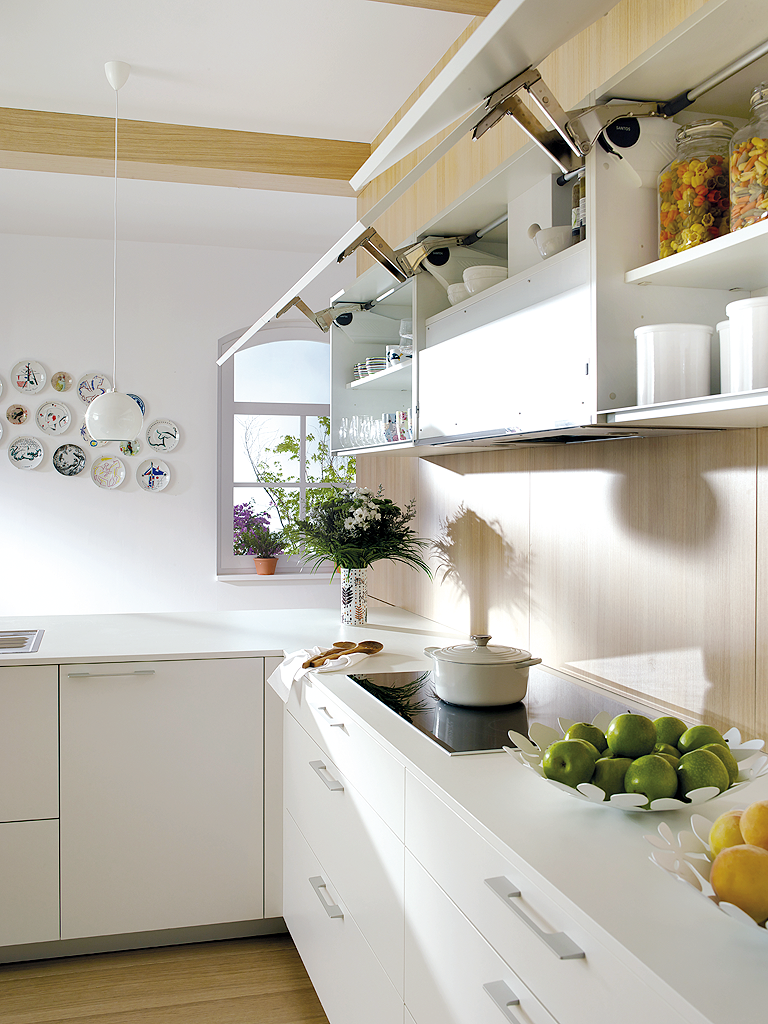 White, Countertop, Room, Interior design, Kitchen, Property, Shelf, Floor, Furniture, Cabinetry, 