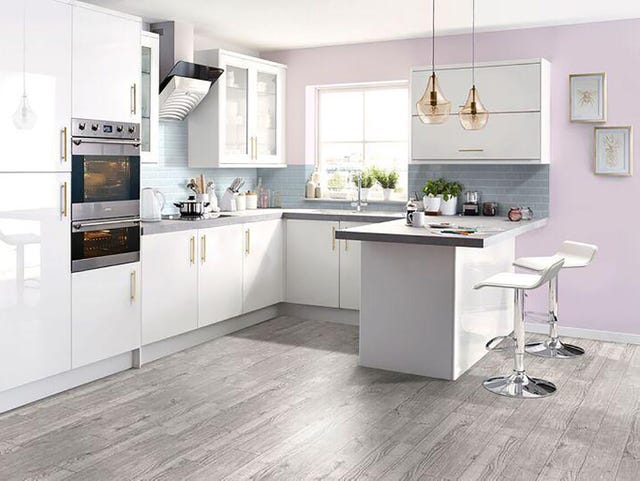 Furniture, Room, White, Kitchen, Countertop, Cabinetry, Property, Floor, Interior design, Flooring, 