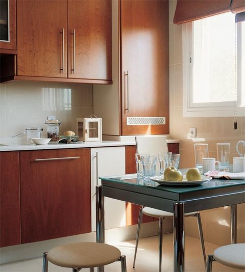 Room, Interior design, Furniture, Table, Dishware, Kitchen, Cupboard, Kitchen appliance, Interior design, Cabinetry, 