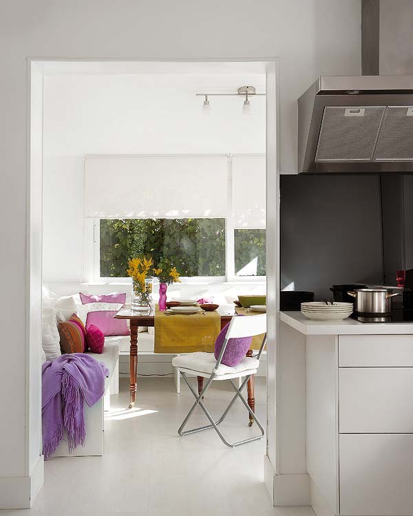 Room, Interior design, Floor, Flooring, Table, Home, Purple, Lavender, Interior design, Countertop, 
