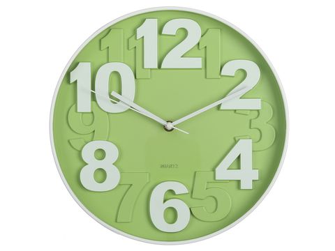 Clock, Green, Wall clock, Furniture, Number, Home accessories, Alarm clock, Font, Interior design, Circle, 