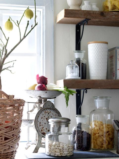 Room, Twig, Food storage containers, Interior design, Mason jar, Ingredient, Home accessories, Shelving, Food storage, Still life photography, 