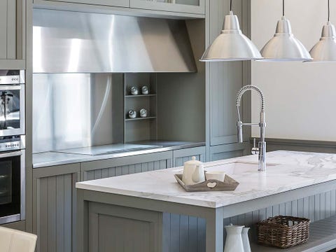 Room, Major appliance, Kitchen, Grey, Countertop, Kitchen appliance, Home appliance, Cabinetry, Material property, Kitchen appliance accessory, 