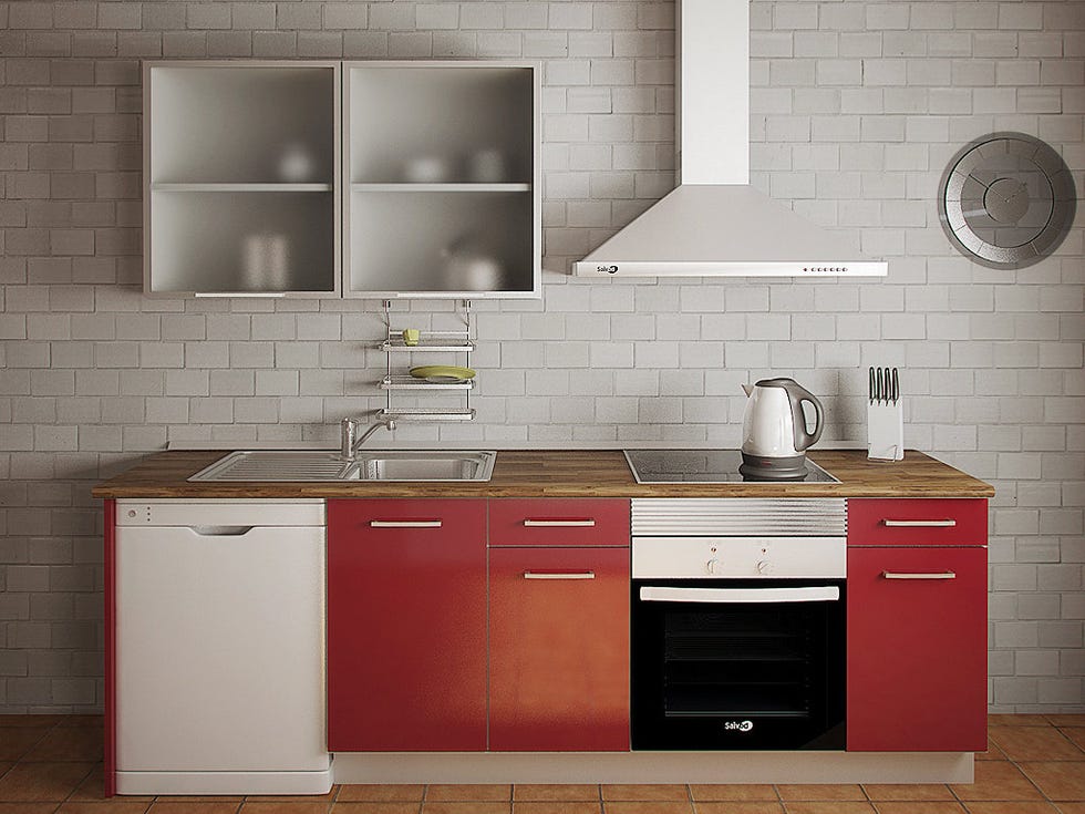 Room, Property, Floor, White, Drawer, Wall, Cabinetry, Line, Kitchen, Major appliance, 