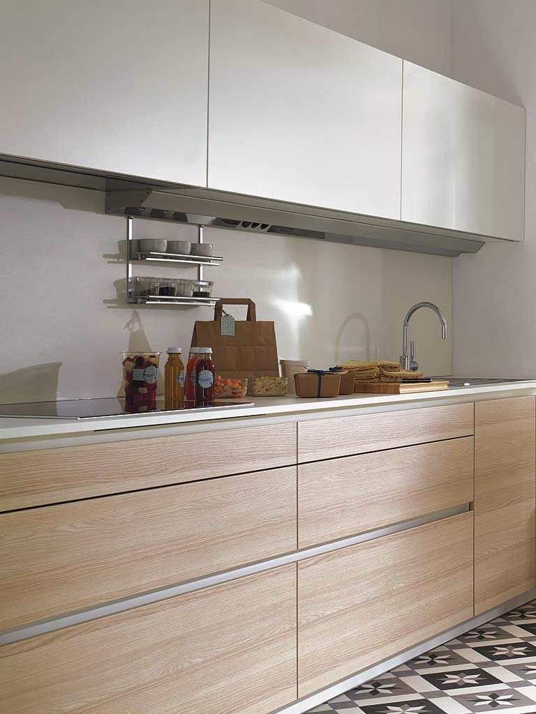 Wood, Room, Floor, Flooring, Interior design, Cabinetry, Hardwood, Grey, Kitchen, Drawer, 