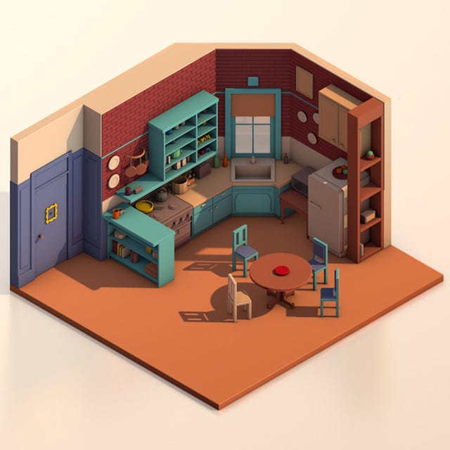 House, Illustration, Room, Architecture, Playset, Home, Building, Interior design, Furniture, Art, 