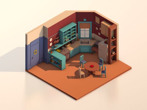 Illustration, Architecture, House, Room, Art, Home, Playset, Interior design, Building, 