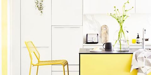 Yellow, Furniture, Table, Room, Chair, Interior design, Desk, Material property, Floor, Flooring, 