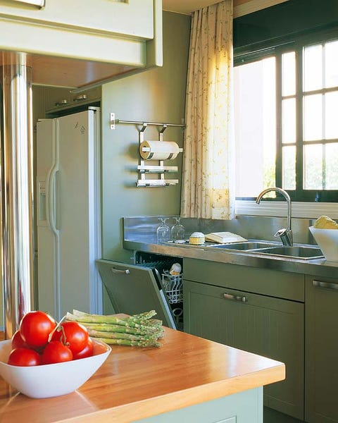 Room, Lighting, Interior design, Ceiling, Kitchen, Countertop, Cabinetry, Produce, Drawer, Fruit, 