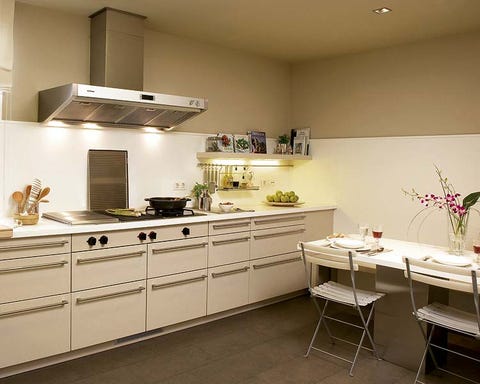 Room, Interior design, Floor, White, Furniture, Kitchen, Interior design, Flooring, Home, Cabinetry, 