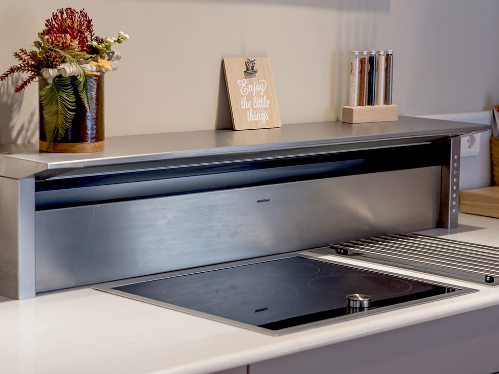 Furniture, Table, Desk, Room, Rectangle, Material property, Interior design, Shelf, Kitchen appliance, Countertop, 