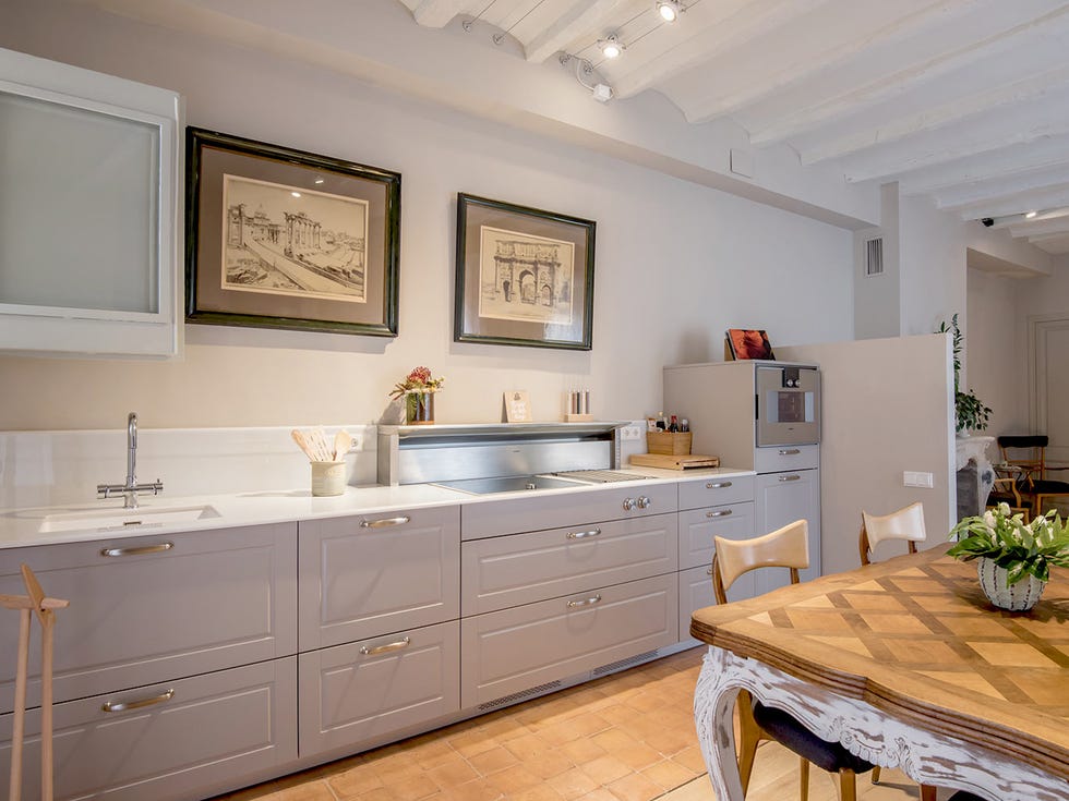 Countertop, Room, Furniture, Property, Cabinetry, Kitchen, Interior design, Building, Sink, Floor, 