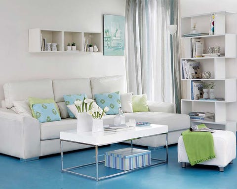 Green, Blue, Room, Interior design, Living room, Home, White, Turquoise, Furniture, Teal, 