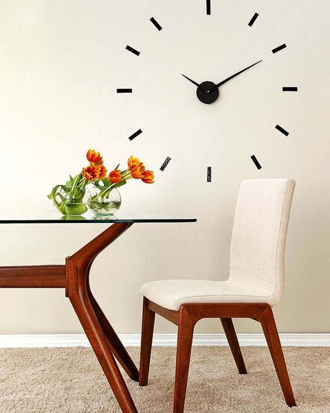 Furniture, Flowerpot, Chair, Clock, Wall clock, Still life photography, Home accessories, Bouquet, Interior design, Design, 