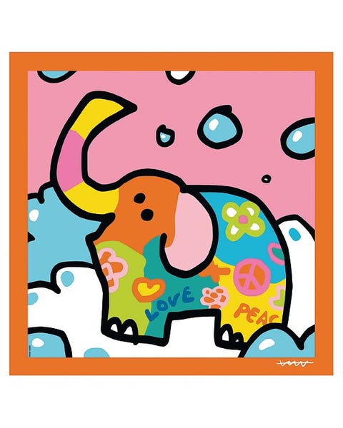 Elephant, Elephants and Mammoths, Indian elephant, Art, Terrestrial animal, Working animal, Snout, African elephant, Illustration, Painting, 