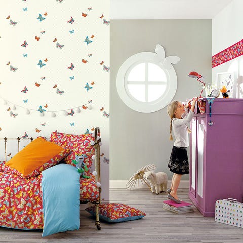 Room, Interior design, Textile, Wall, Pink, Linens, Bedding, Bedroom, Interior design, Purple, 