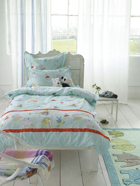 Blue, Room, Green, Interior design, Bed, Bedding, Textile, Bed sheet, Bedroom, Linens, 