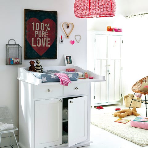 Room, Interior design, Interior design, Cabinetry, Major appliance, Home accessories, Design, Peach, Lamp, Home appliance, 