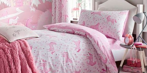 Bedroom, Bedding, Pink, Bed sheet, Bed, Furniture, Room, Curtain, Textile, Interior design, 