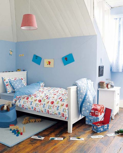 Blue, Room, Interior design, Wall, Textile, Floor, Bedding, Home, Flooring, Bedroom, 