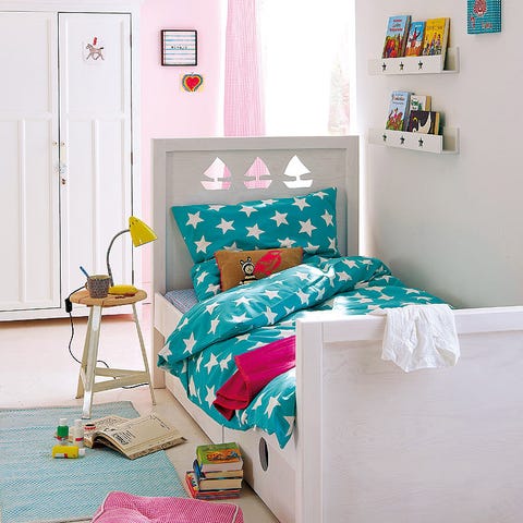 Blue, Green, Room, Interior design, Textile, Wall, Home, Bedroom, Pink, Teal, 