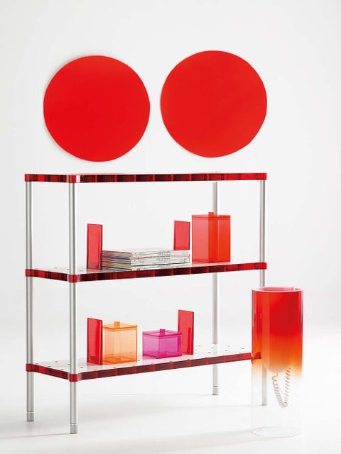Shelf, Shelving, Red, Furniture, Bookcase, Table, Material property, Room, 