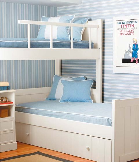 Blue, Room, Wood, Bedding, Interior design, Wall, Textile, Furniture, Bedroom, Bed, 